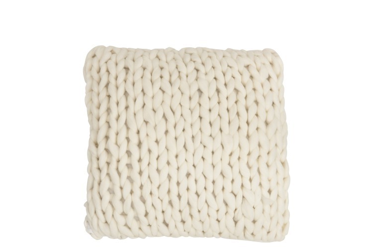 Pletený krémový polštář Tricot white - 40*40 cm J-Line by Jolipa