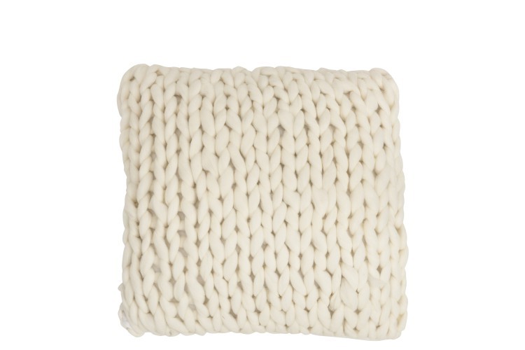 Pletený krémový polštář Tricot white - 40*40 cm