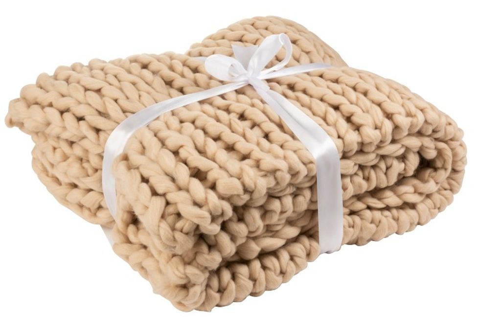 Pletený přírodní pléd Tricot crema - 152*127 cm
