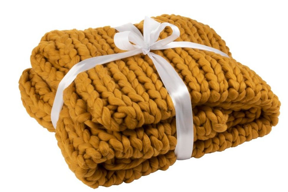 Pletený okrový pléd Tricot ochre - 152*127 cm