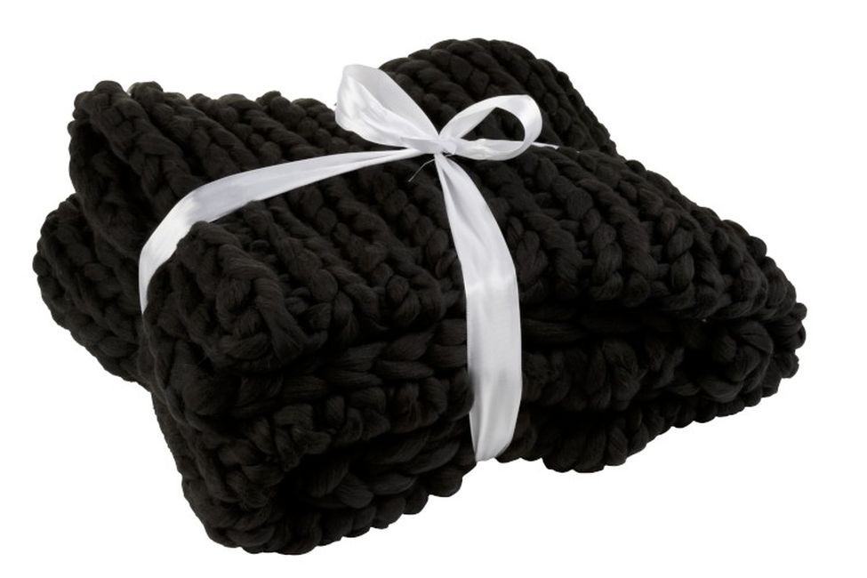 Pletený černý pléd Tricot black - 152*127 cm