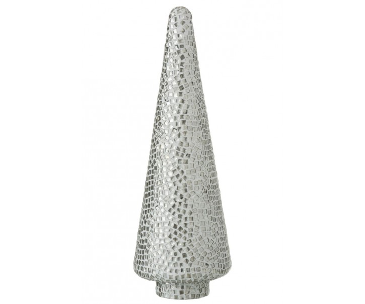 Stříbrno - bílý skleněný stromek Mosaic - Ø 13*41cm
