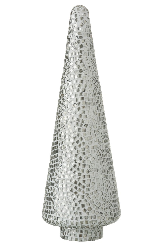 Stříbrno - bílý skleněný stromek Mosaic - Ø 13*41cm