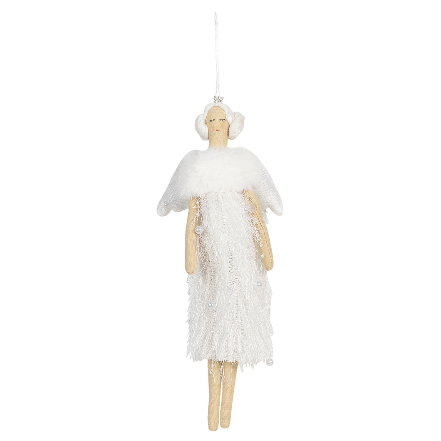 Závěsný anděl v šatech s třásněmi Helewise - 13*31 cm Clayre & Eef