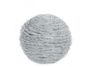 Proutěná dekorační koule s bílou patinou – Ø 30 cm