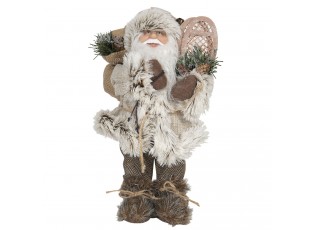 Vánoční dekorace Santa v kožichu s pytlem dárků - 15*11*30 cm