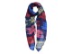Modrý šátek s barevnými pruhy - 80*180 cm