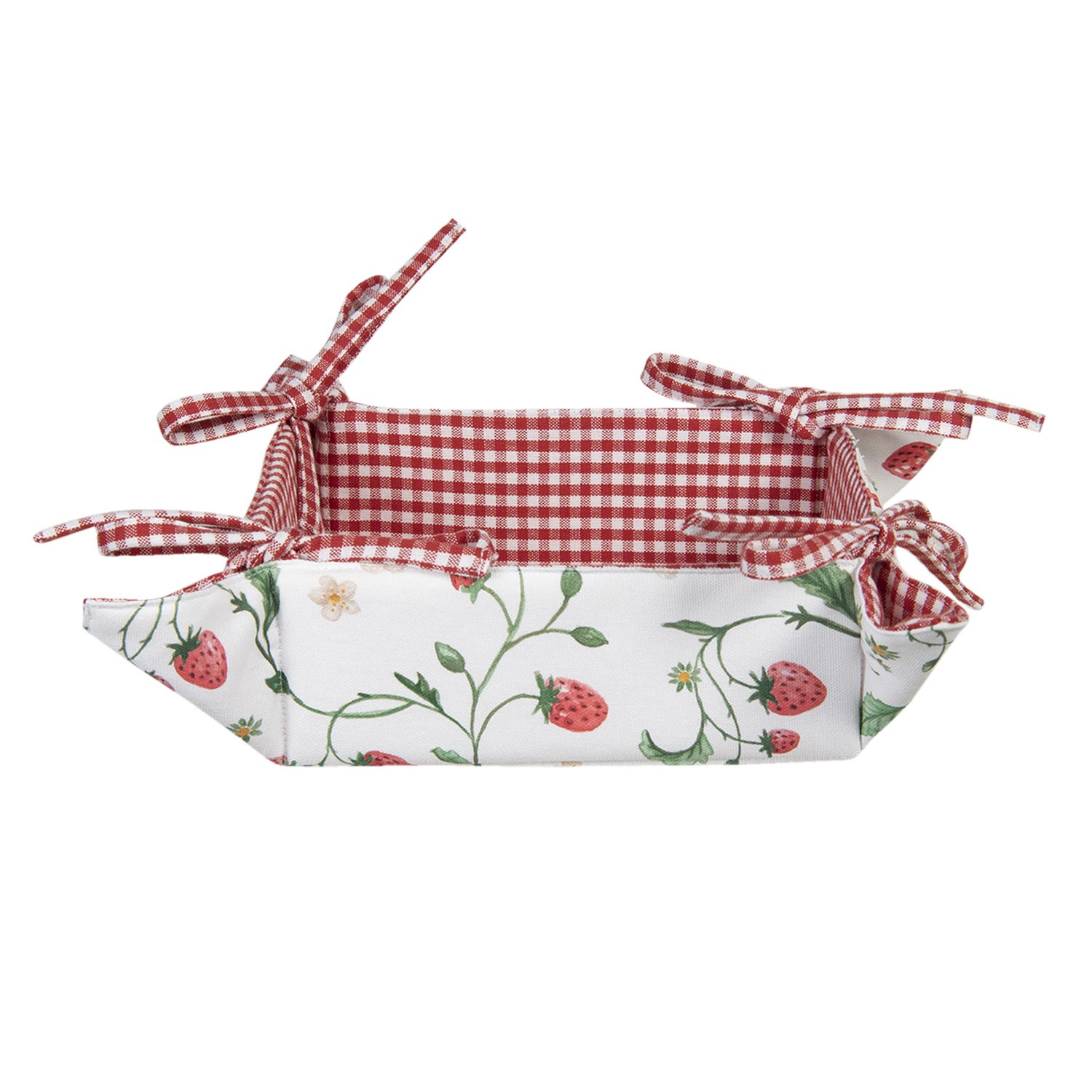 Bavlněný košík na pečivo Wild Strawberries - 35*35*8 cm Clayre & Eef