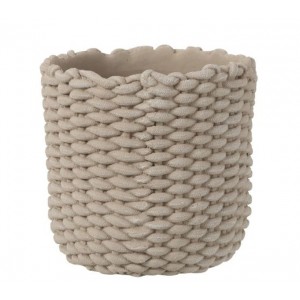 Šedý cementový obal na květináč ve tvaru košíku - Ø 29,5*28 cm