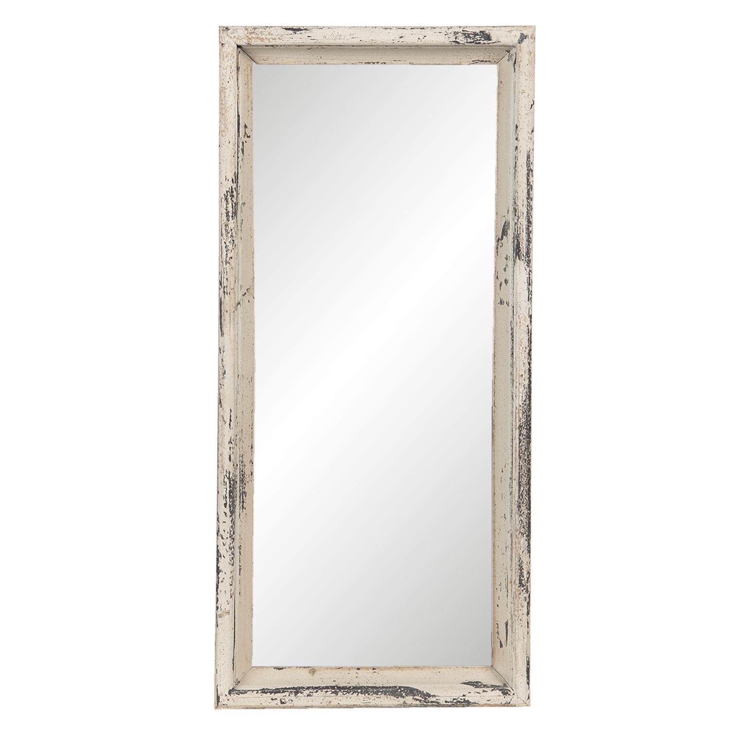 Vintage zrcadlo v bílém rámu s patinou Veillantif - 26*4*57 cm 52S202