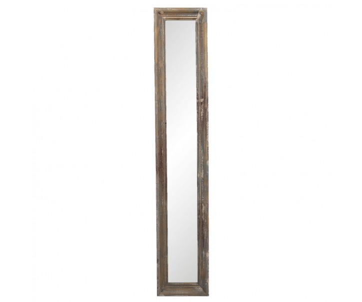 Nástěnné zrcadlo v dřevěném rámu s patinou Narcisse - 23*4*128 cm