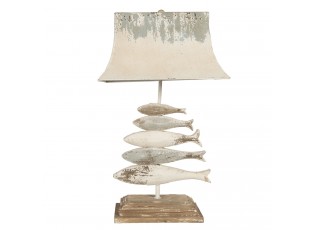 Kovovo-dřevěná vintage stolní lampa s rybami - 44*30*75 cm