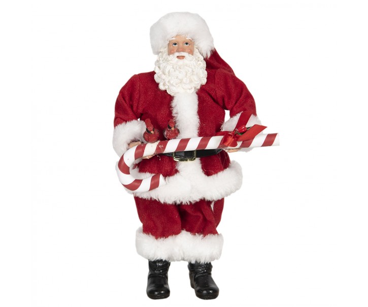 Vánoční dekorace Santa s cukrovou hůlkou - 14*14*28 cm Clayre & Eef