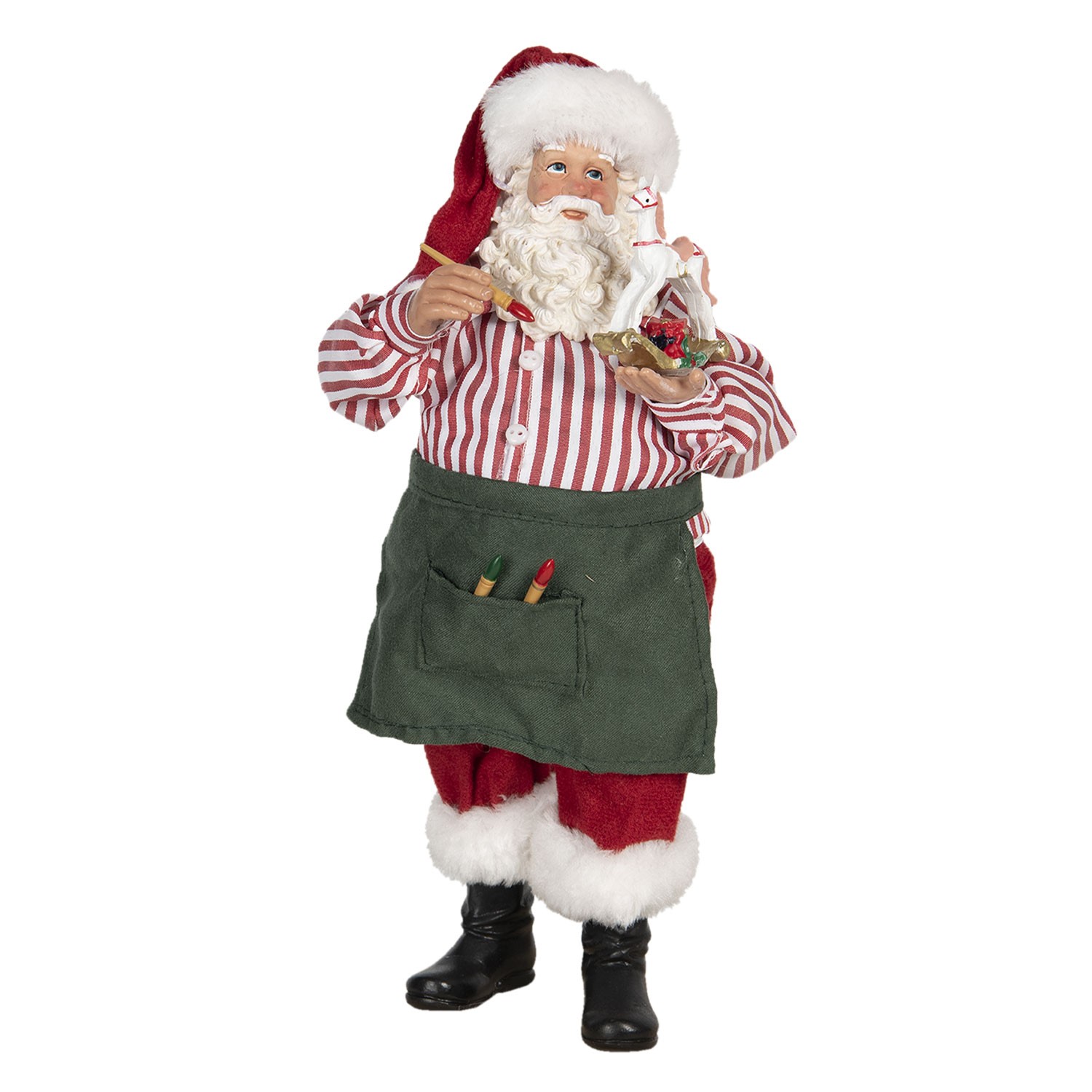 Vánoční dekorace Santa s houpacím koníkem - 13*10*28 cm Clayre & Eef