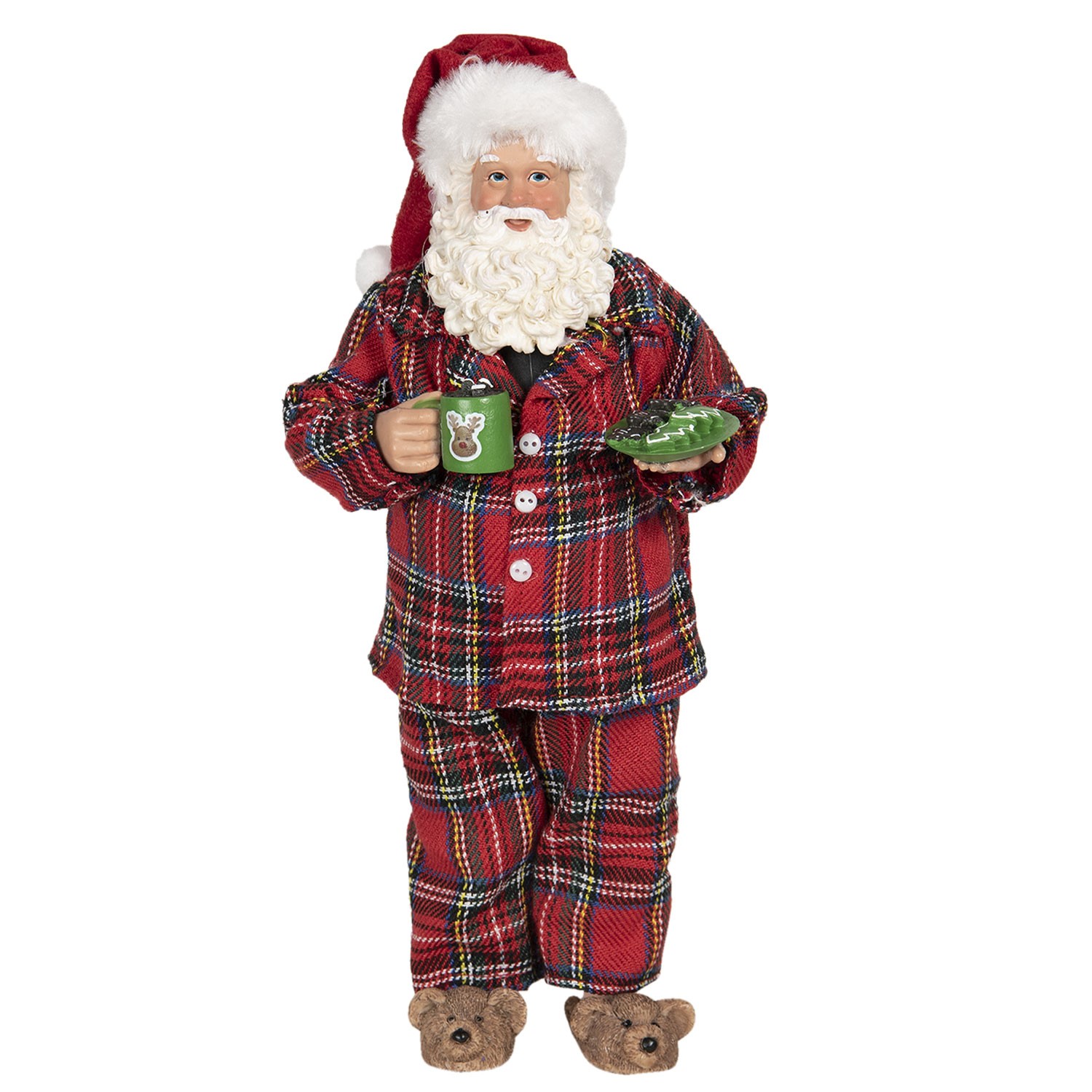 Levně Vánoční dekorace Santa v pyžamu s bačkorkama - 14*10*28 cm 64650