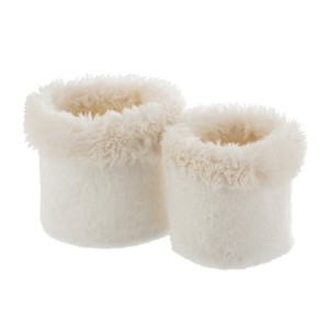 Sada 2 bílých chlupatých obalů na květináče Plush pots – Ø 27 *25 cm