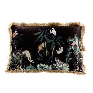Barevný sametový polštář s třásněmi Jungle - 40*60*10cm