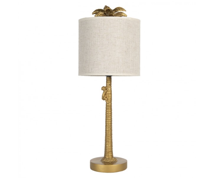 Zlatá stolní lampa Palma s béžovým stínidlem - Ø 20*53 cm E27/max 1*60W Clayre & Eef