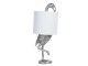 Stříbrná stolní lampa Plaměňák s bílým stínidlem - Ø 20*50 cm E27/max 1*60W