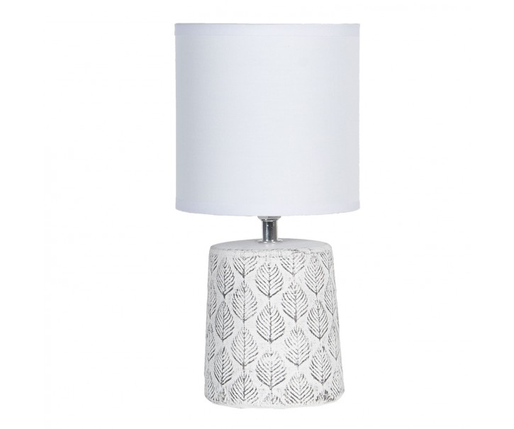Stolní lampa s listy a bílým stínidlem - Ø 15*31 cm E14/max 1*40W