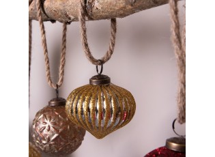 Stříbrná vánoční ozdoba se zlatou patinou - Ø  8 cm