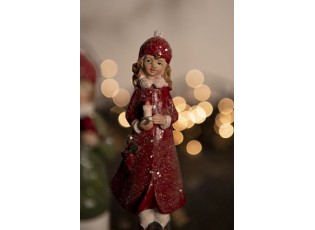 Zimní dekorace dívka se svíčkou - 4*4*16 cm