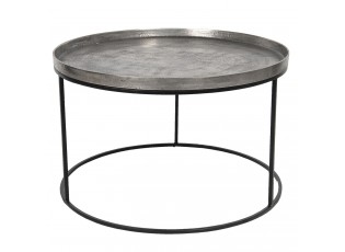 Černo-stříbrný kovový odkládací stolek Devereux – Ø 80*48 cm