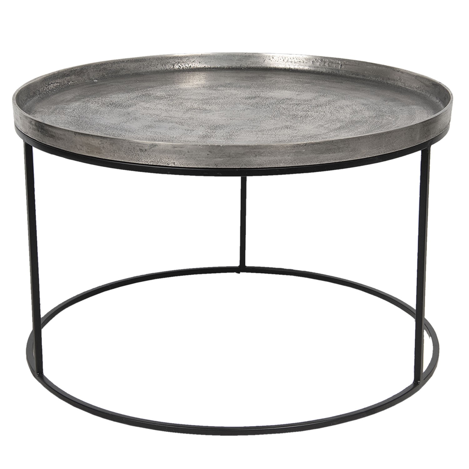 Černo-stříbrný kovový odkládací stolek Devereux – Ø 80*48 cm Clayre & Eef