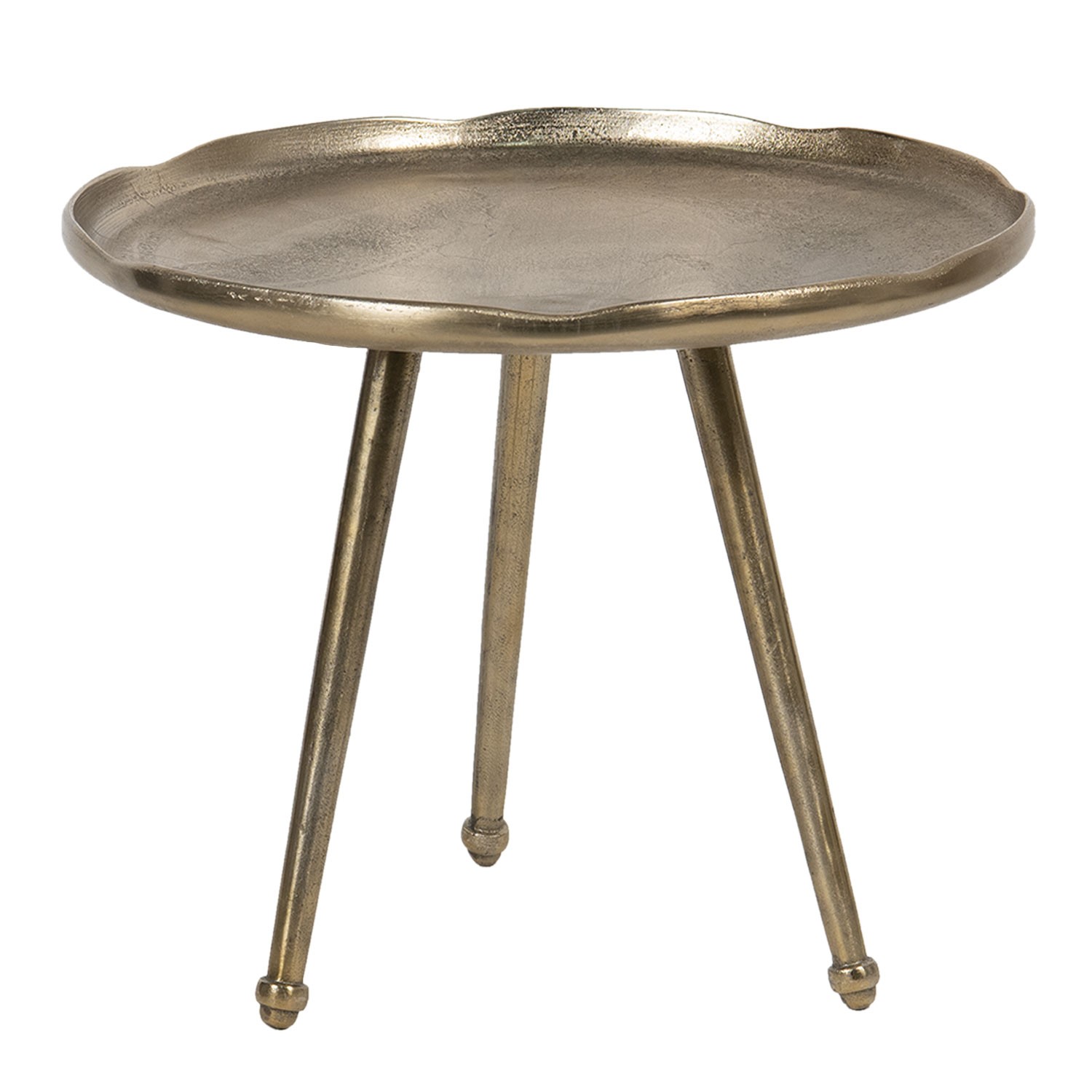 Odkládací stolek zlatý s vlnitým okrajem Chrestien – Ø 70*50 cm 50425L
