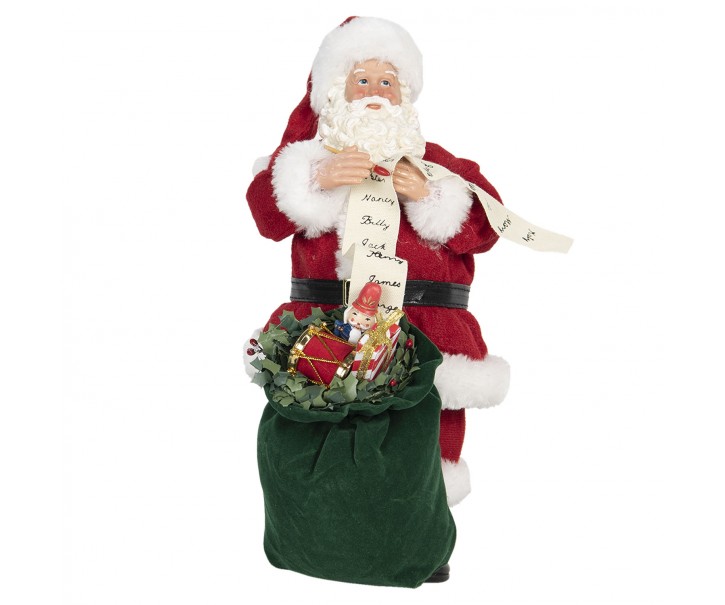Vánoční dekorace Santa s pytlem vánočních dárků - 17*13*28 cm