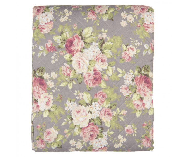 Taupe přehoz na jednolůžkové postele s růžemi Roses - 140*220 cm