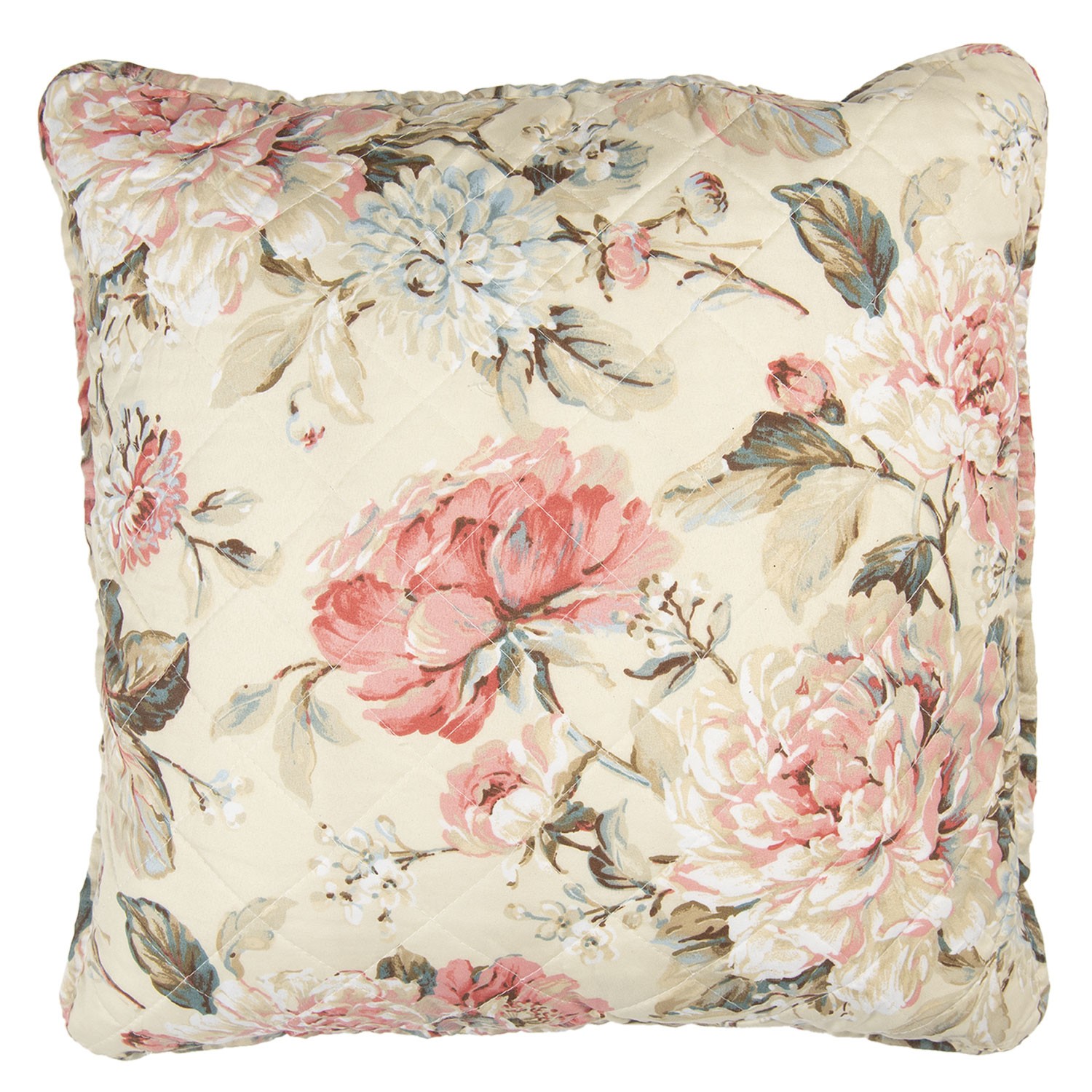 Béžový povlak na polštář s květinovým motivem Bourgeon - 50*50 cm Clayre & Eef