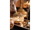 Skleněný svicen na čajovou svíčku se stříbrným zdobením a kamínky Luxy - Ø 16*15cm