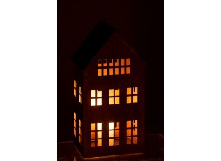 Zlatý kovový domeček na svíčku - 19*17*37cm