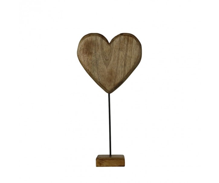 Dekorace srdce z mangového dřeva na podstavci - 35cm