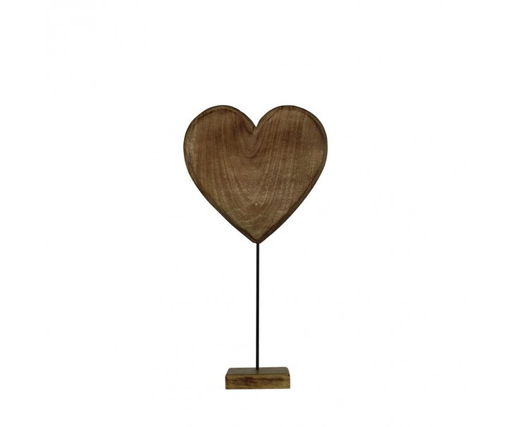 Dekorace srdce z mangového dřeva na podstavci - 27cm