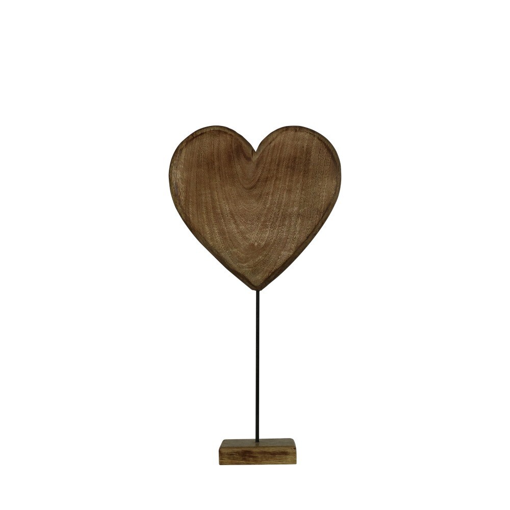 Dekorace srdce z mangového dřeva na podstavci - 27cm CISHM27