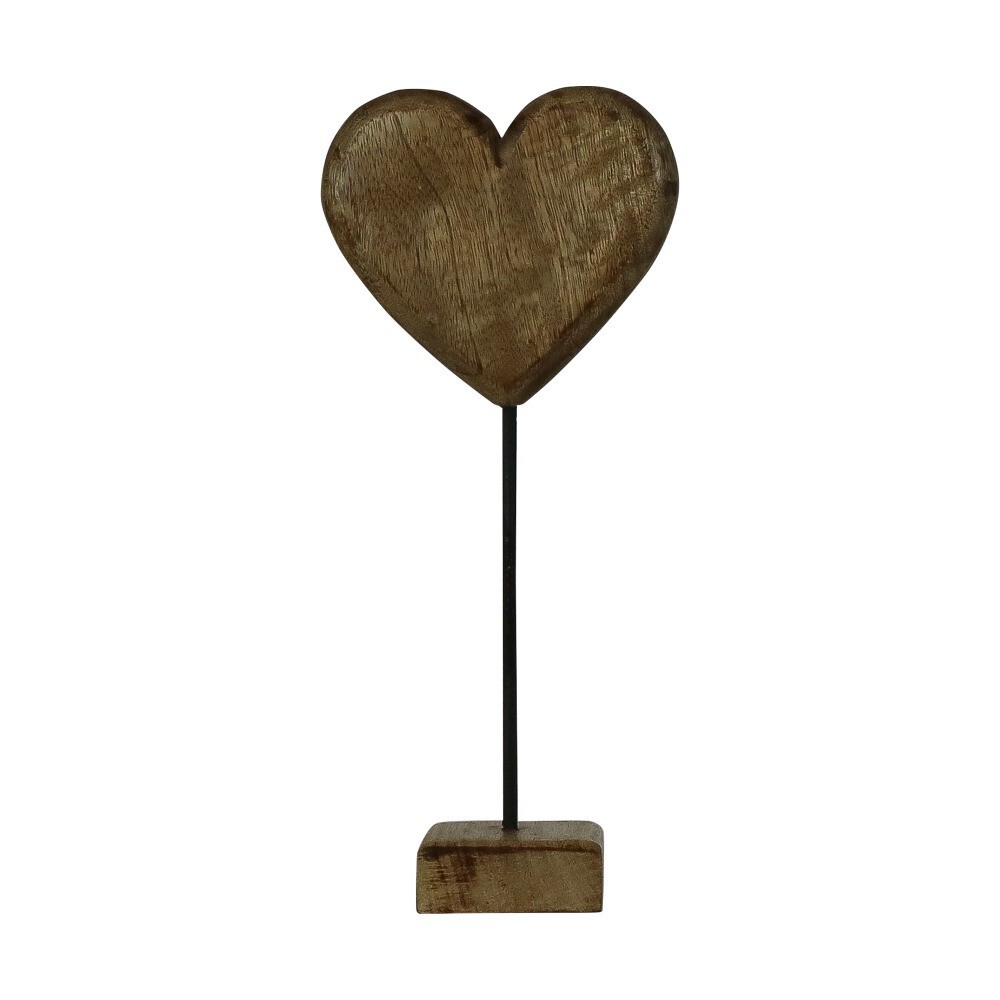 Dekorace srdce z mangového dřeva na podstavci- 45cm CISHM45