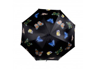 Černý deštník s motýlky - 105*105*88cm