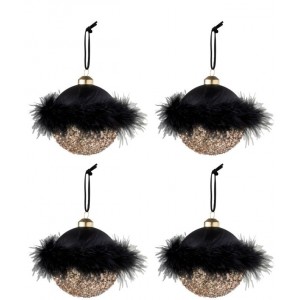 4ks zlatočerné vánoční koule Baubles – Ø 11 cm