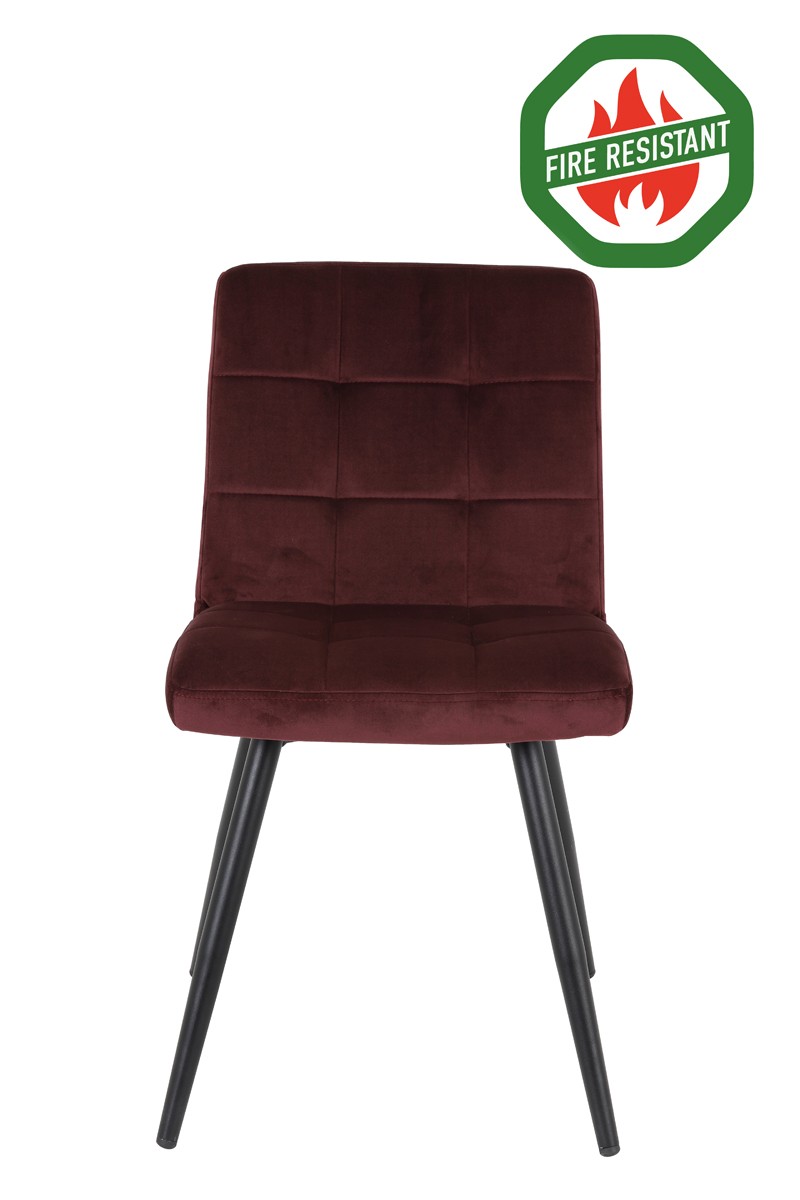Sametová burgundy jídelní židle OLIVE - 44*82*50 cm