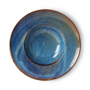 Rustikálně modrý keramický talíř na těstoviny Pasta Chef - Ø 28,5*6cm 