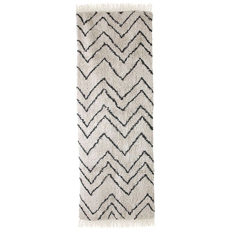 Béžový bavlněný koberec s cikcak vzorem ZigZag - 75*220cm