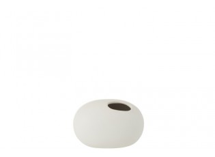 Bílá keramická oválná váza Matt White S - 16*10*11 cm