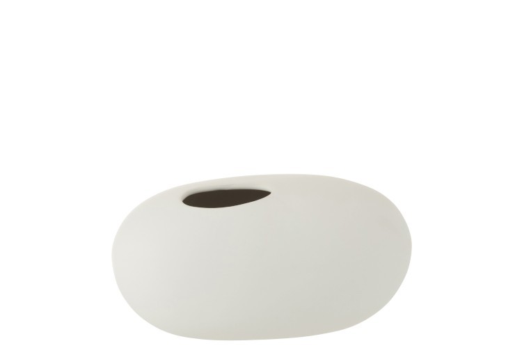 Bílá keramická oválná váza Matt White L - 25*15*13 cm J-Line by Jolipa