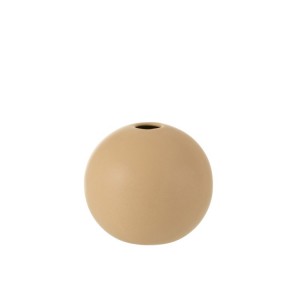 Krémová kulatá keramická váza Beige M - 18*18*18 cm