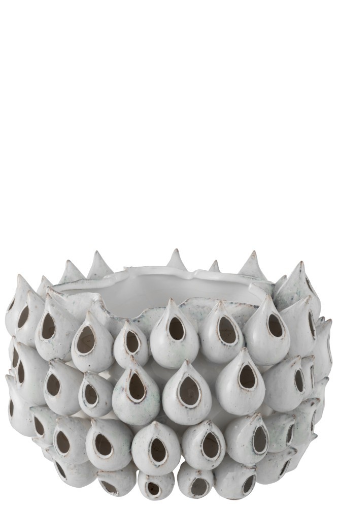 Kameninový šedomodrý květináč Anemone - 36*35*24 cm J-Line by Jolipa
