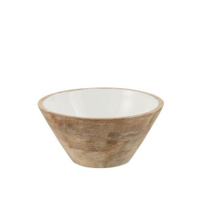 Mísa z mangového dřeva s bílým vnitřkem Enamell medium – ∅ 23,5*12 cm