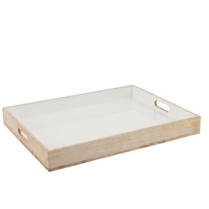 Dřevěný podnos s bílou smaltovanou vrstvou Enamell white - 66*50,5*8 cm