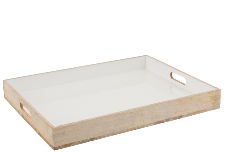 Dřevěný podnos s bílou smaltovanou vrstvou Enamell white - 66*50,5*8 cm